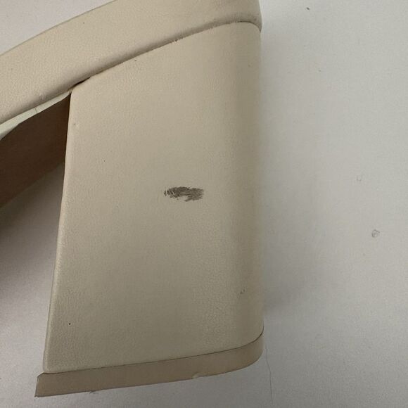 Womens Sandals Ivory Block Heel 9 M Slides Mia Minnar Laceless Chuncky - Picture 8 of 8